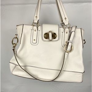 Ann Taylor White/Cream 
Leather shoulder Purse with Gold
